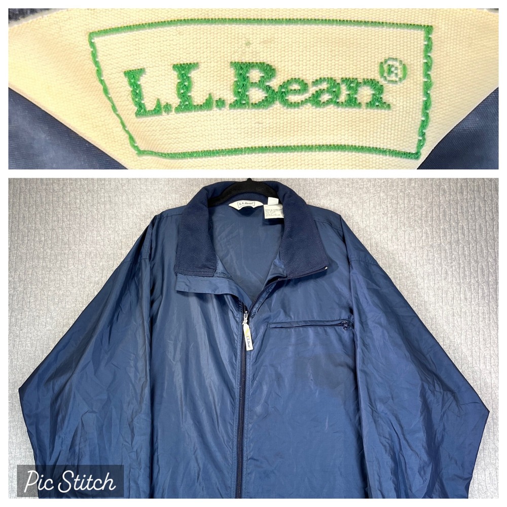 LL Bean windbreaker Rain Full Zip Jacket Men XXL navy blue outdoor weather